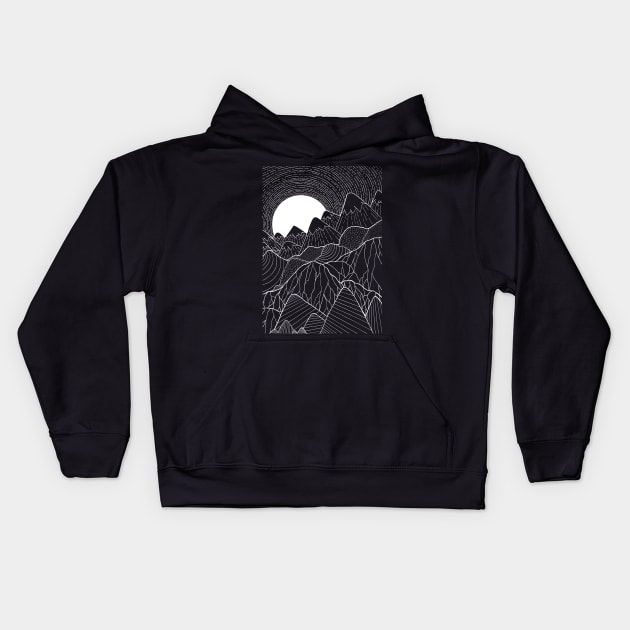 The white sun over the hills Kids Hoodie by Swadeillustrations